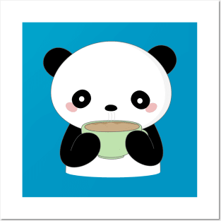 Kawaii Coffee Panda T-Shirt Posters and Art